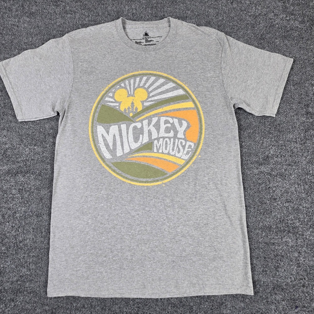 Disney Mickey Mouse T-Shirt Mens Medium Gray Vintage Graphic Tee (T9)